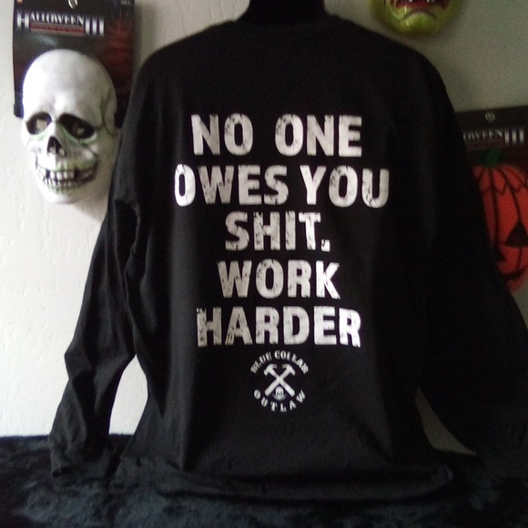 Blue Collar Outlaw Men's long sleeved Tee - Picture 5 of 9
